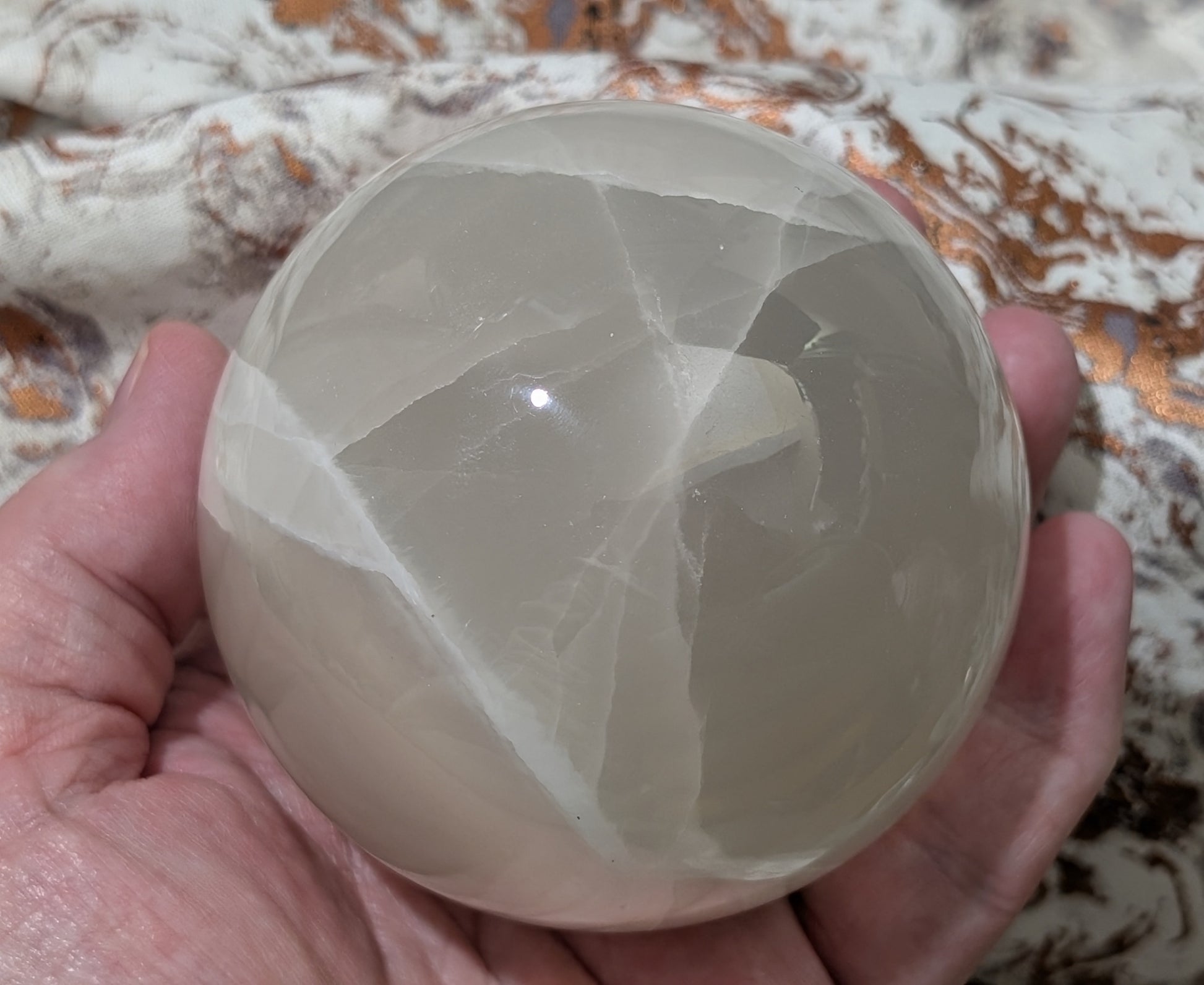Silky White Clear Calcite Sphere