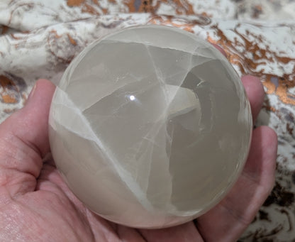 Silky White Clear Calcite Sphere