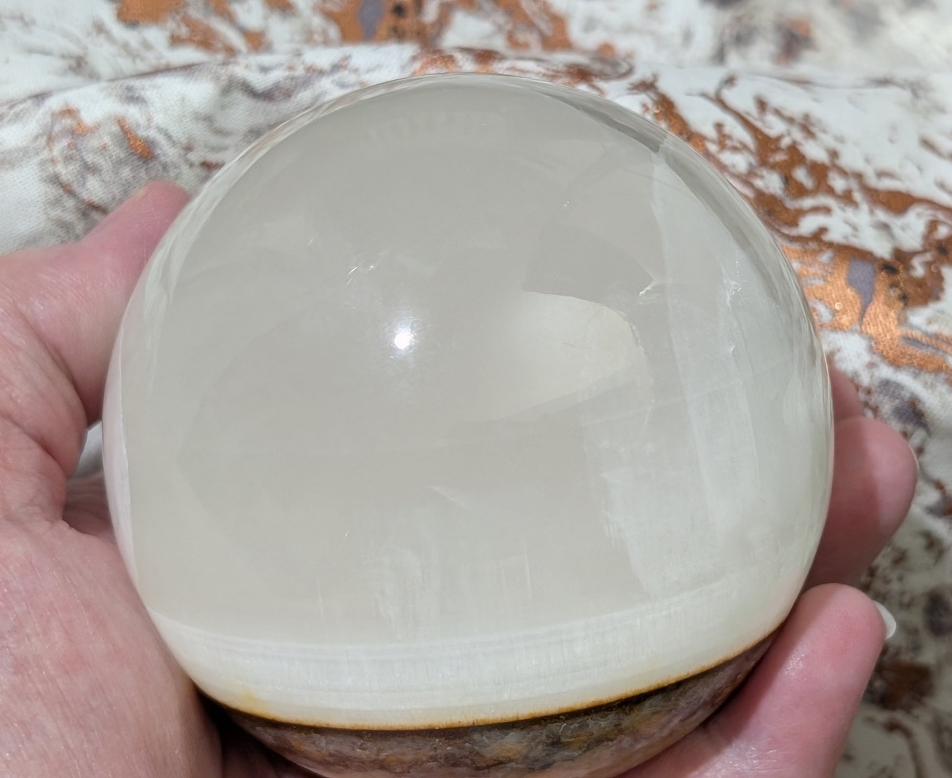 Silky White Clear Calcite Sphere