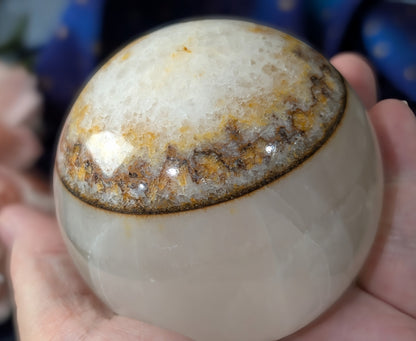 Silky White Clear Calcite Sphere