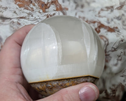 Silky White Clear Calcite Sphere