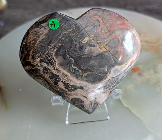 Silver Leaf Jasper Heart