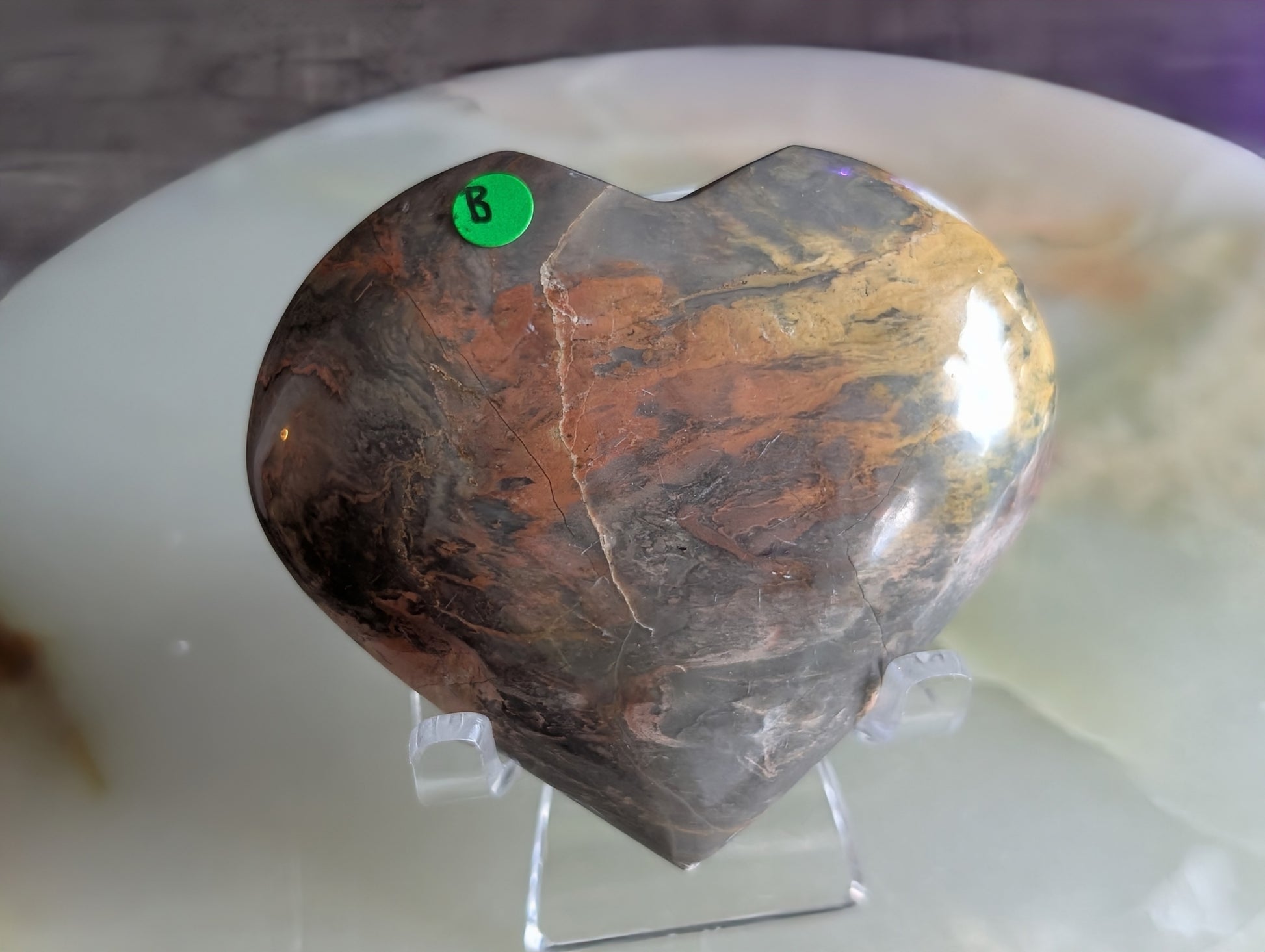 Silver Leaf Jasper Heart