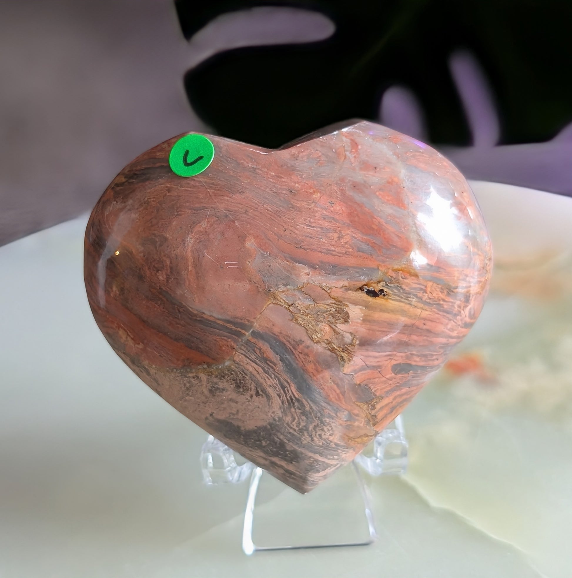 Silver Leaf Jasper Heart
