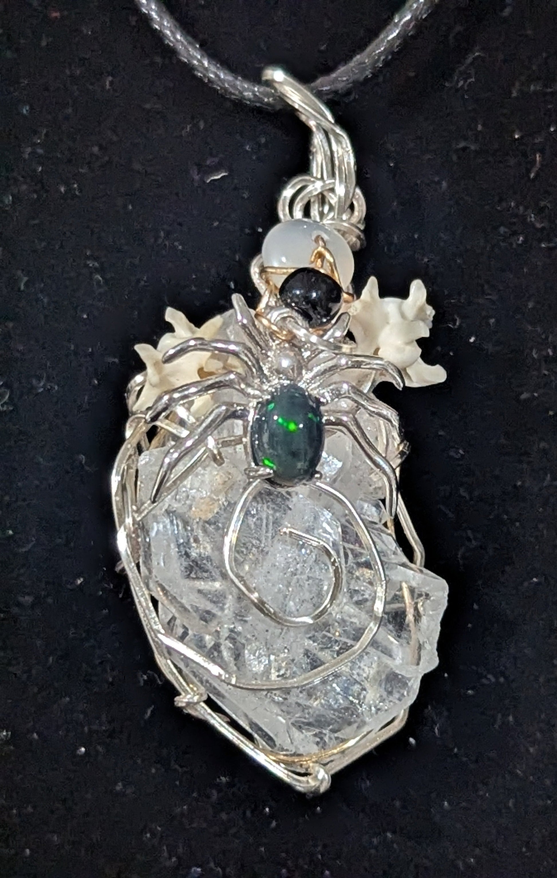 Silver Spider Quartz Pendant