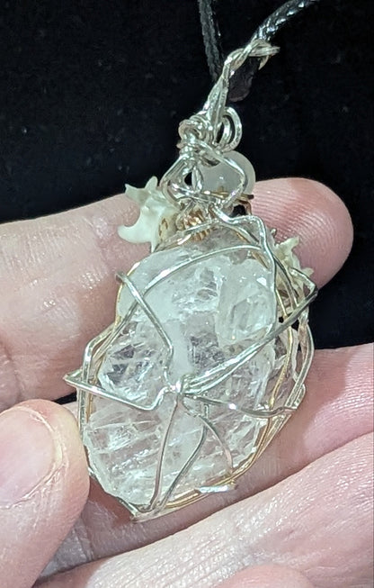 Silver Spider on Quartz Pendant