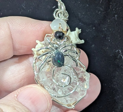 Silver Spider on Quartz Pendant