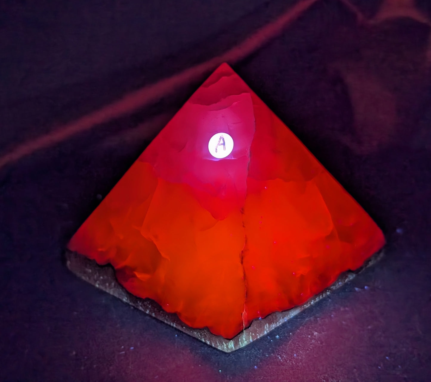 UV Reactive Smoky Mangano Calcite Pyramid