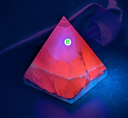UV Reactive Smoky Mangano Calcite Pyramid