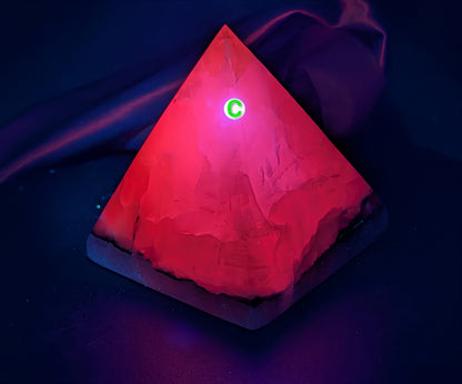 UV Reactive Smoky Mangano Calcite Pyramid