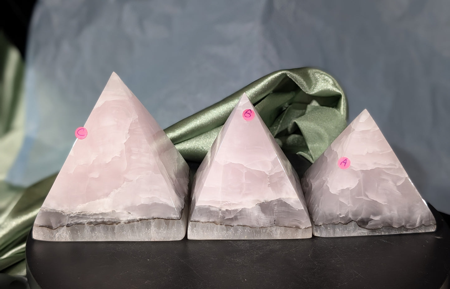 Smoky Mangano Calcite Pyramids