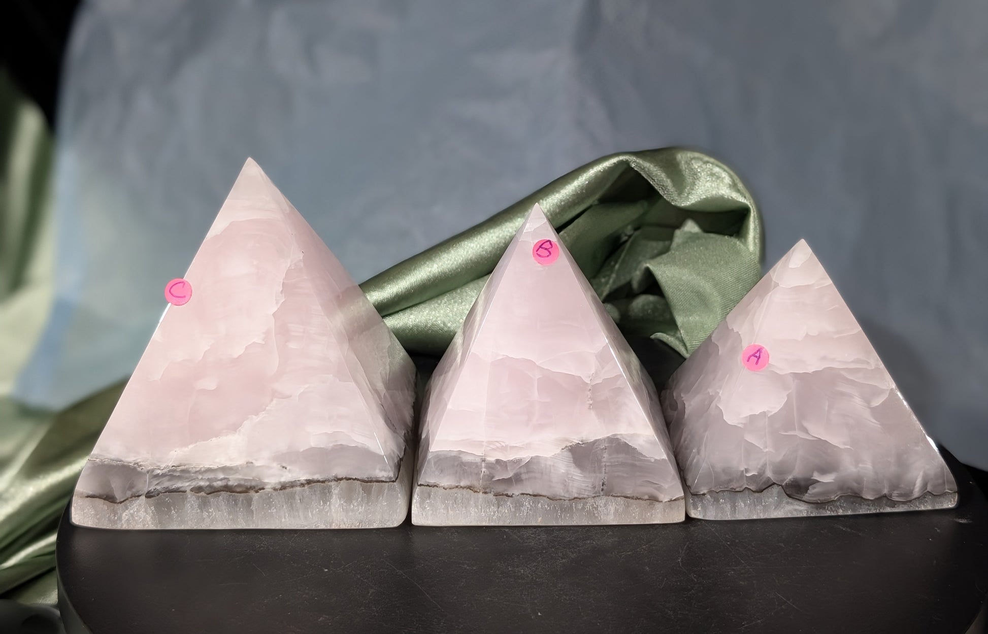 Smoky Mangano Calcite Pyramids