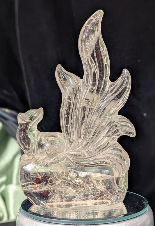 Smoky Quartz Nine Tailed Fox Figurine