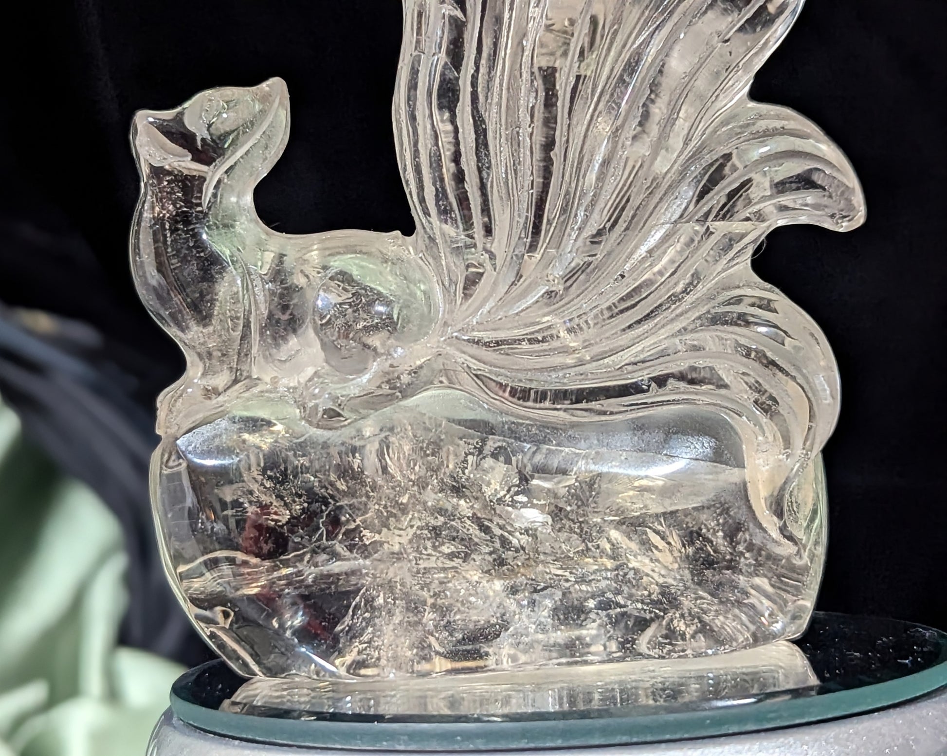 Smoky Quartz Nine Tailed Fox Figurine