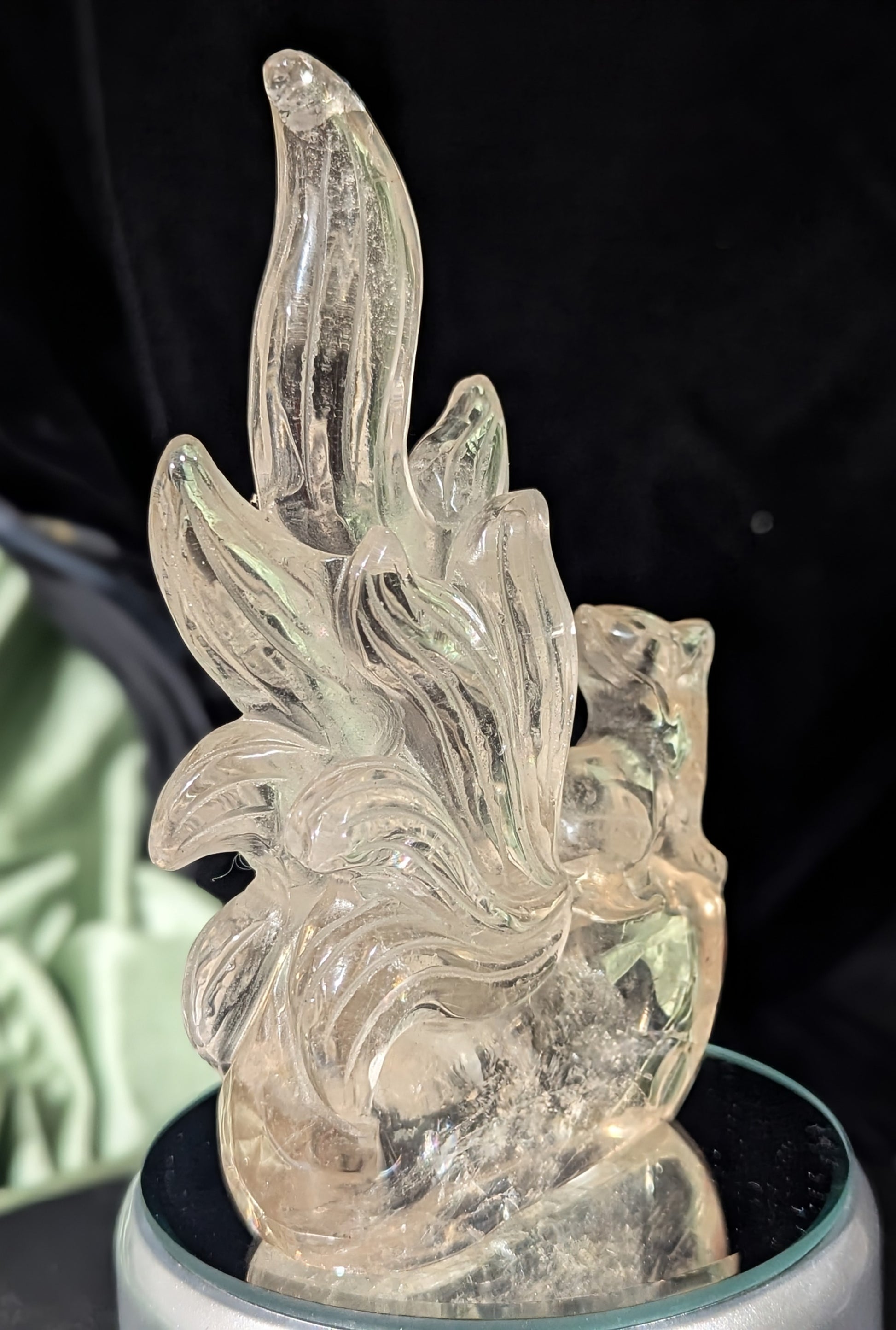 Smoky Quartz Nine Tailed Fox Figurine