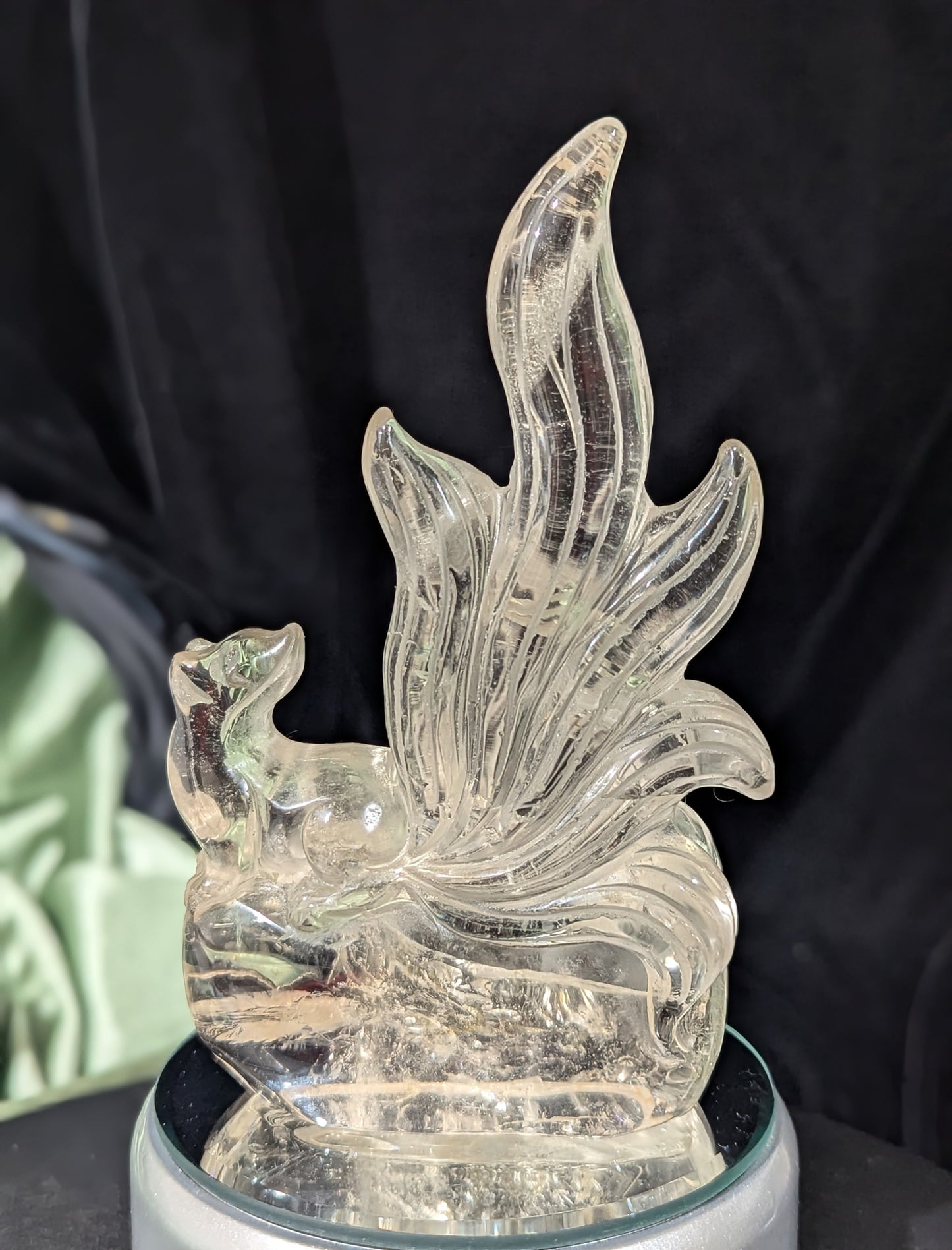 Smoky Quartz Nine Tailed Fox Figurine