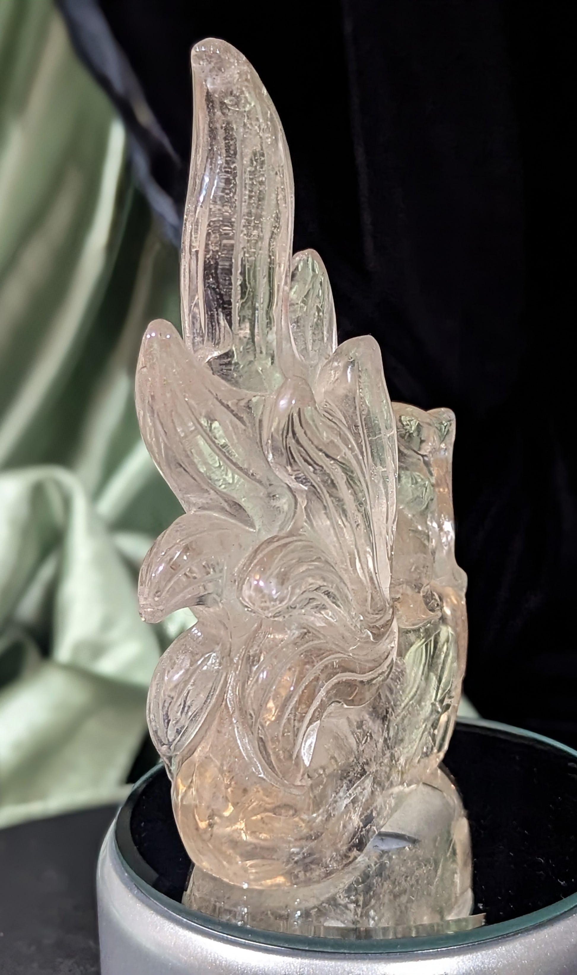 Smoky Quartz Nine Tailed Fox Figurine