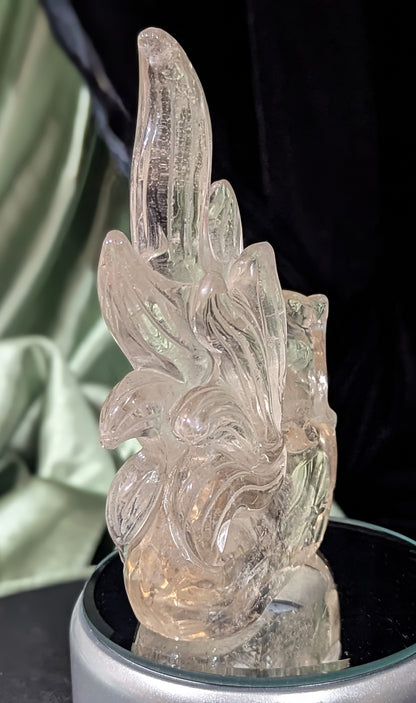Smoky Quartz Nine Tailed Fox Figurine