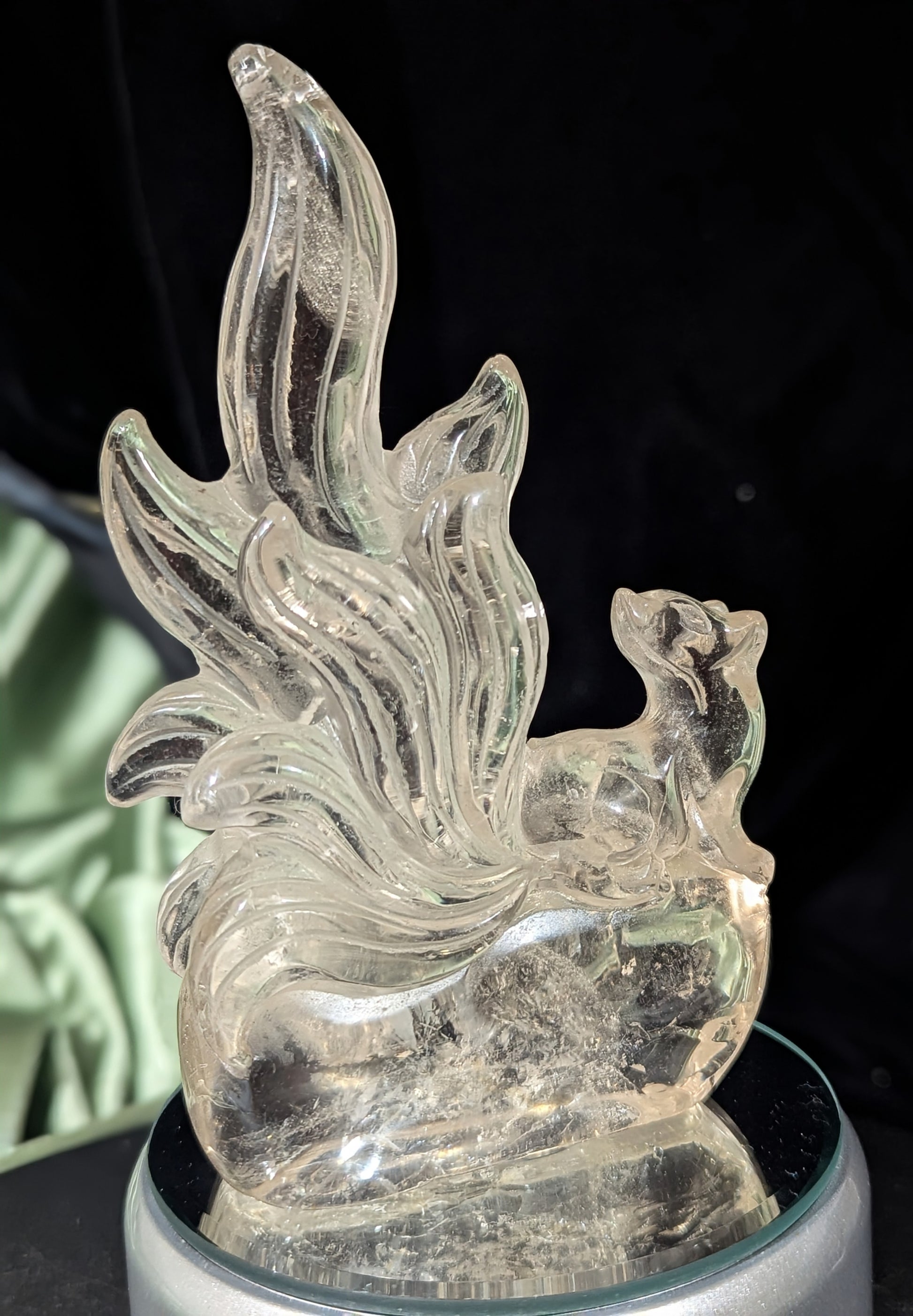 Smoky Quartz Nine Tailed Fox Figurine