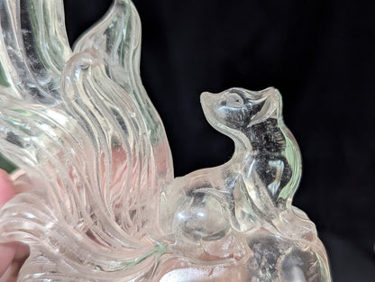 Smoky Quartz Nine Tailed Fox Figurine