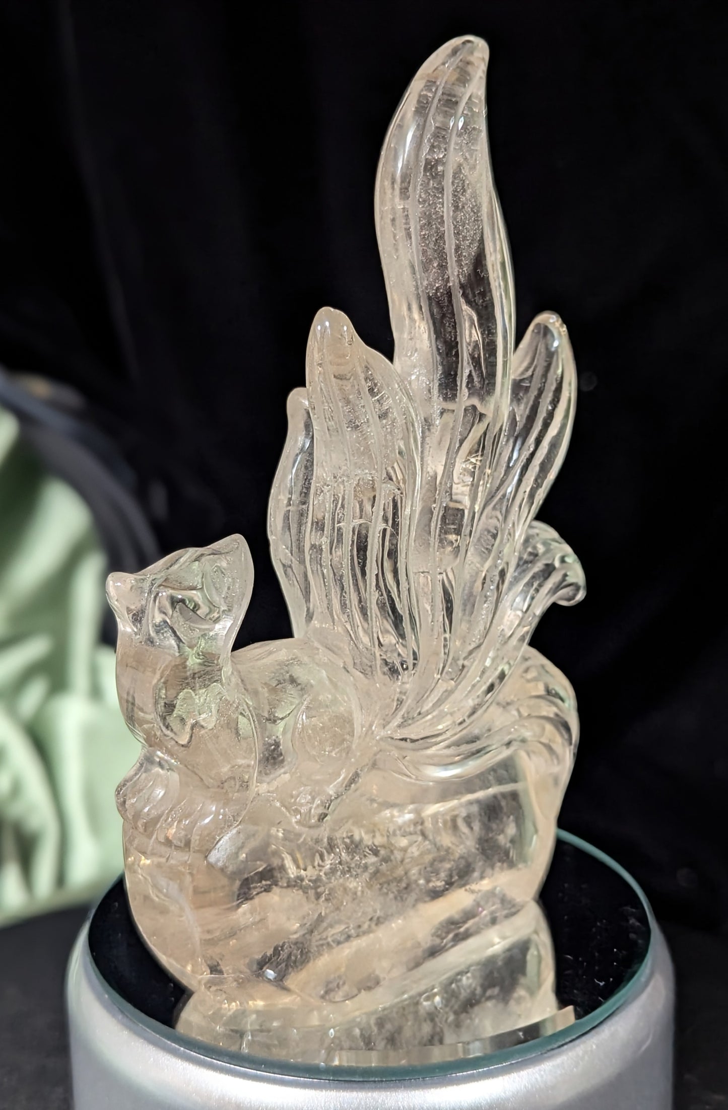 Smoky Quartz Nine Tailed Fox Figurine