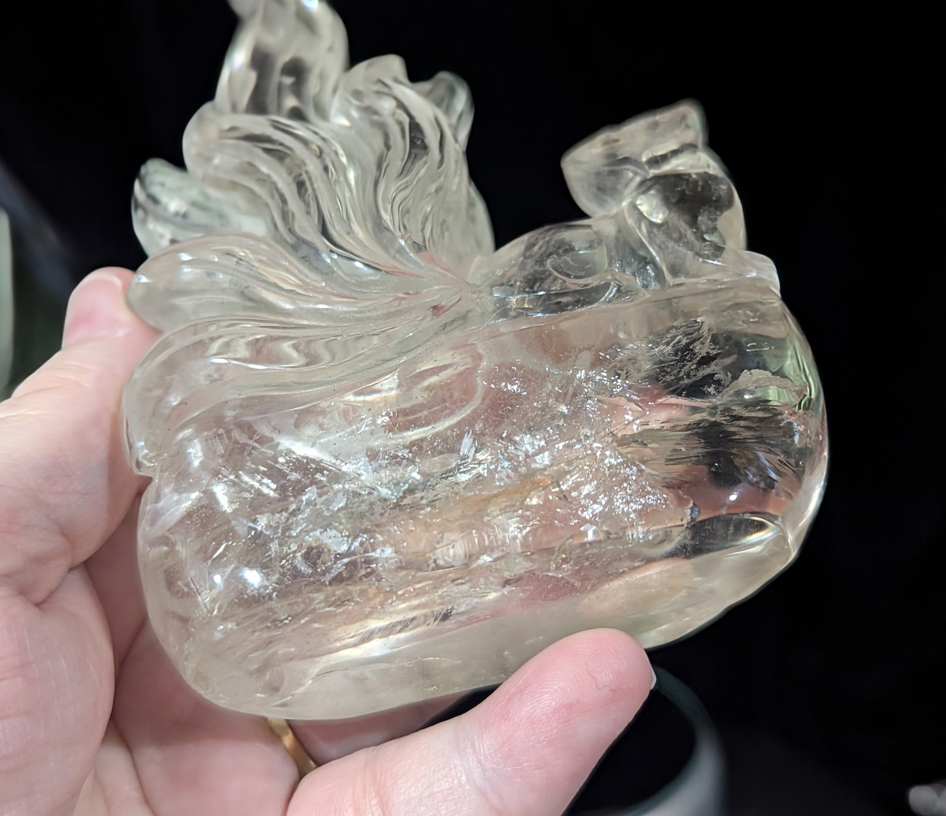Smoky Quartz Nine Tailed Fox Figurine