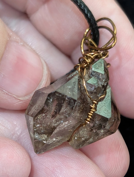 Smoky Window Quartz Wire Wrapped Pendant