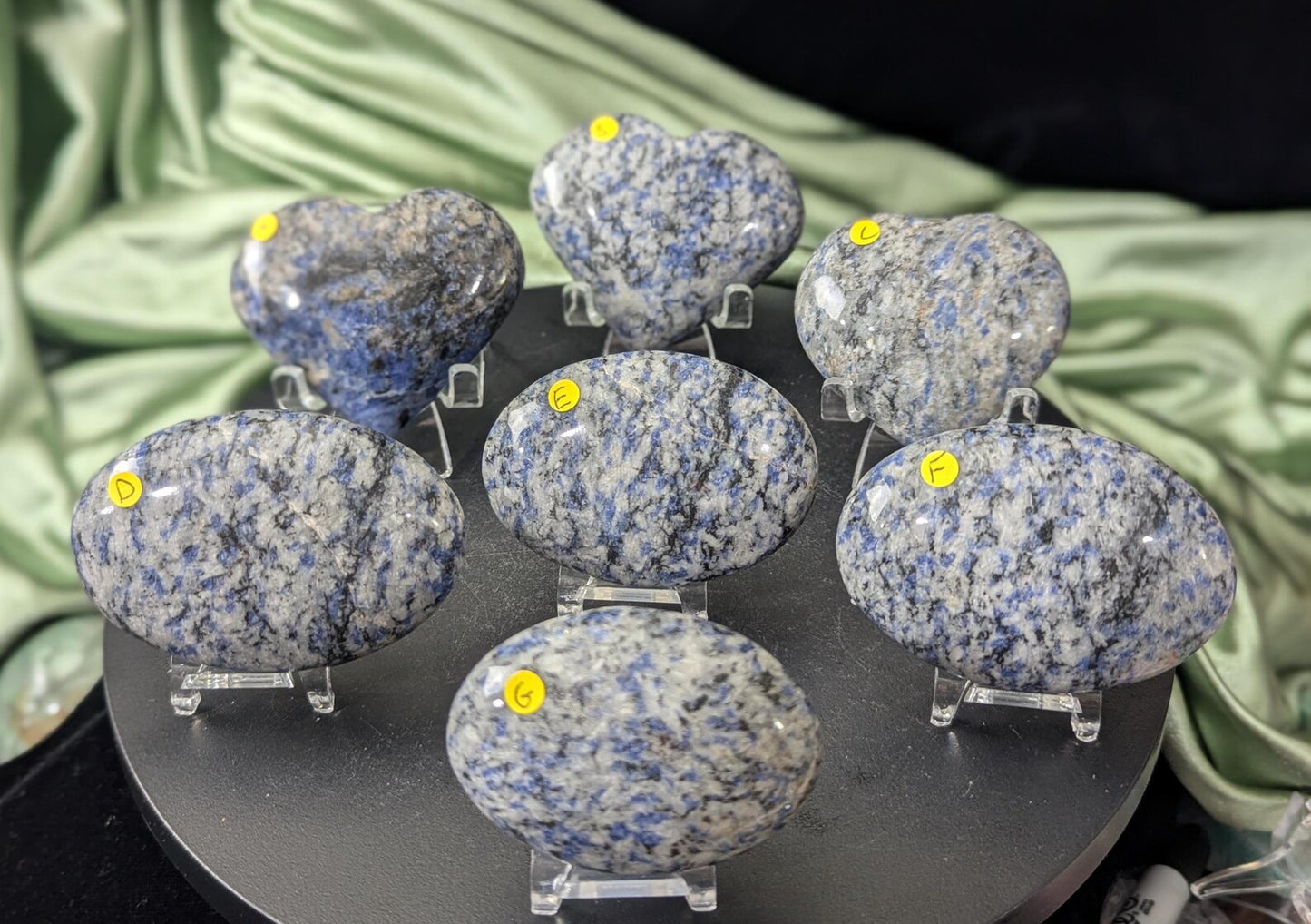 Sodalite Hearts and Palm Stones