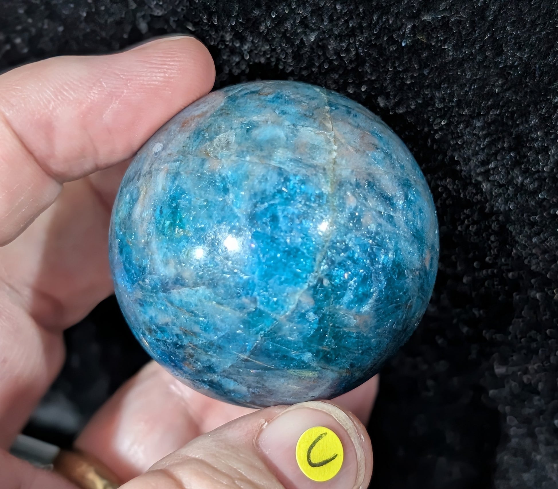 Sparkly Blue Apatite Sphere