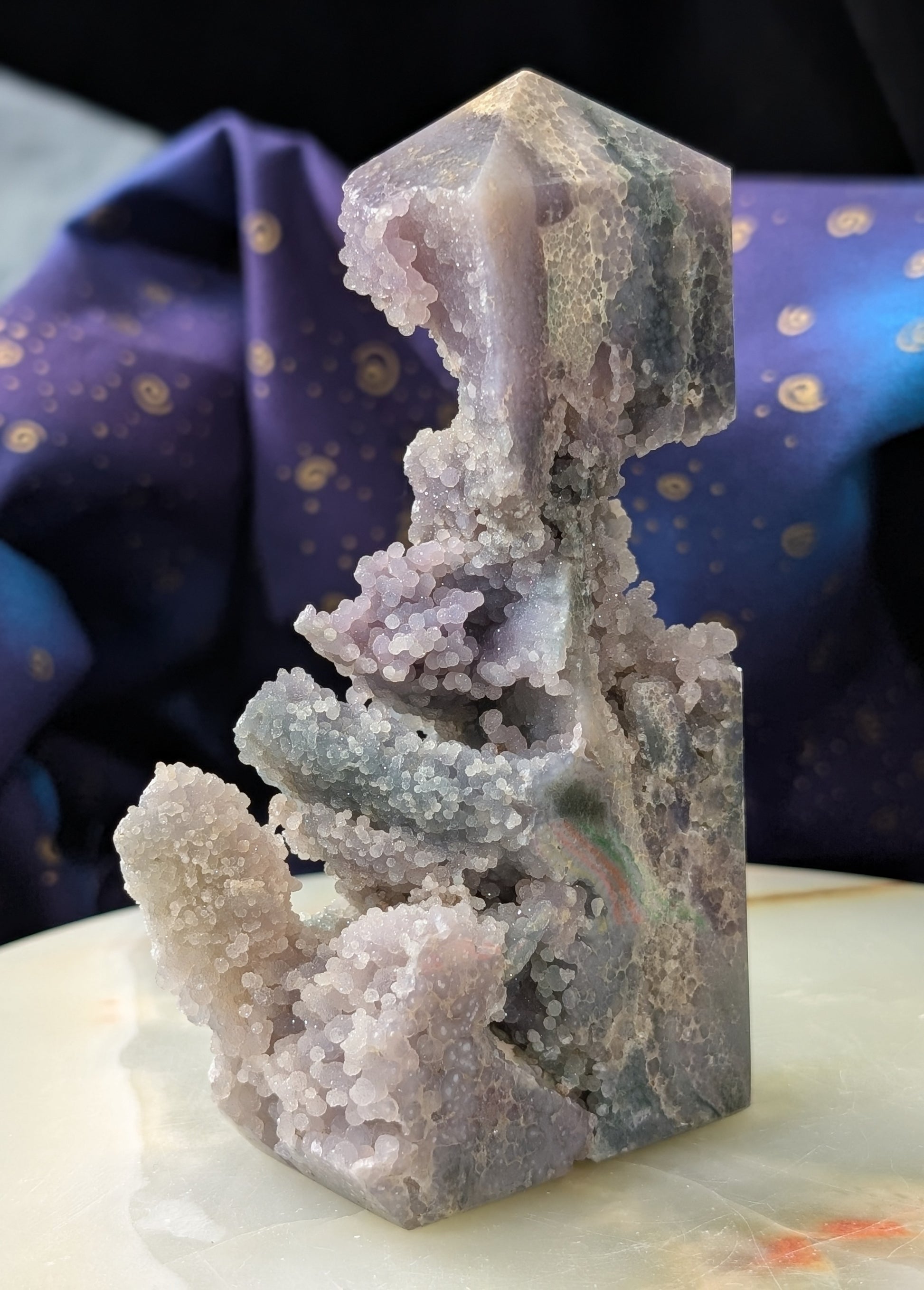 Sparkly Grape Agate Specimen Tower