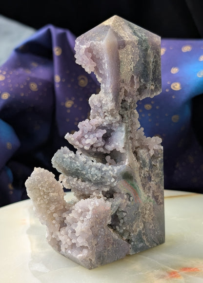 Sparkly Grape Agate Specimen Tower
