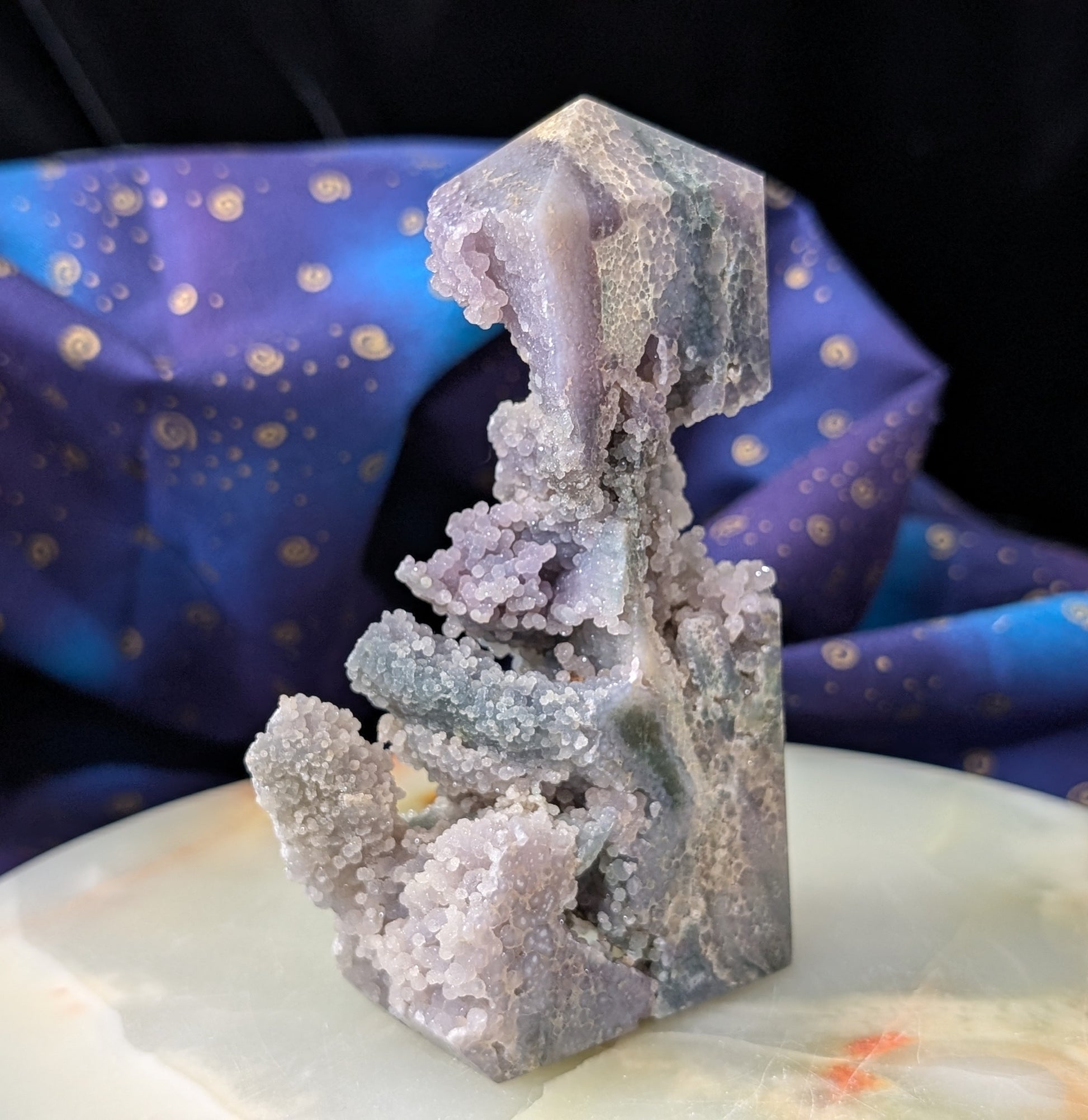 Sparkly Grape Agate Specimen Tower