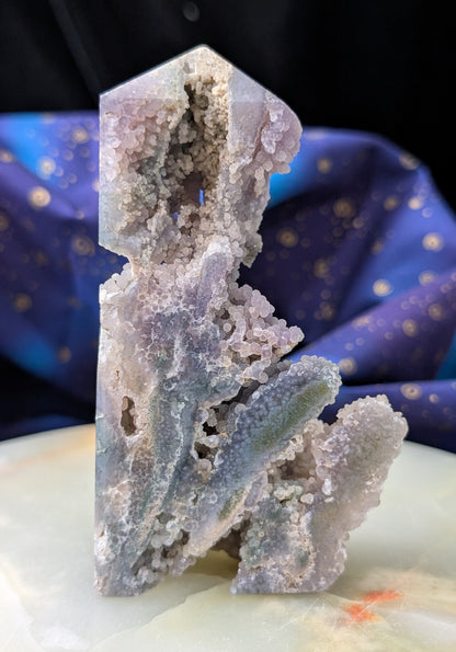 Sparkly Grape Agate Specimen Tower