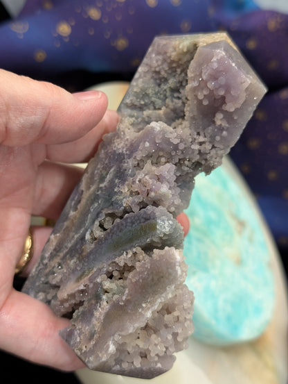 Sparkly Grape Agate Specimen Tower