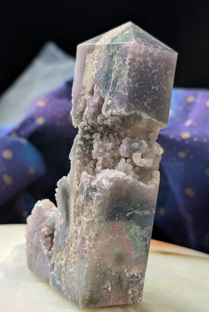 Sparkly Grape Agate Specimen Tower