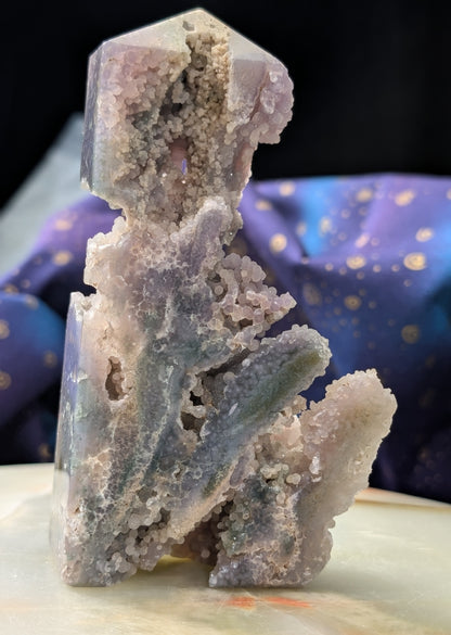 Sparkly Grape Agate Specimen Tower