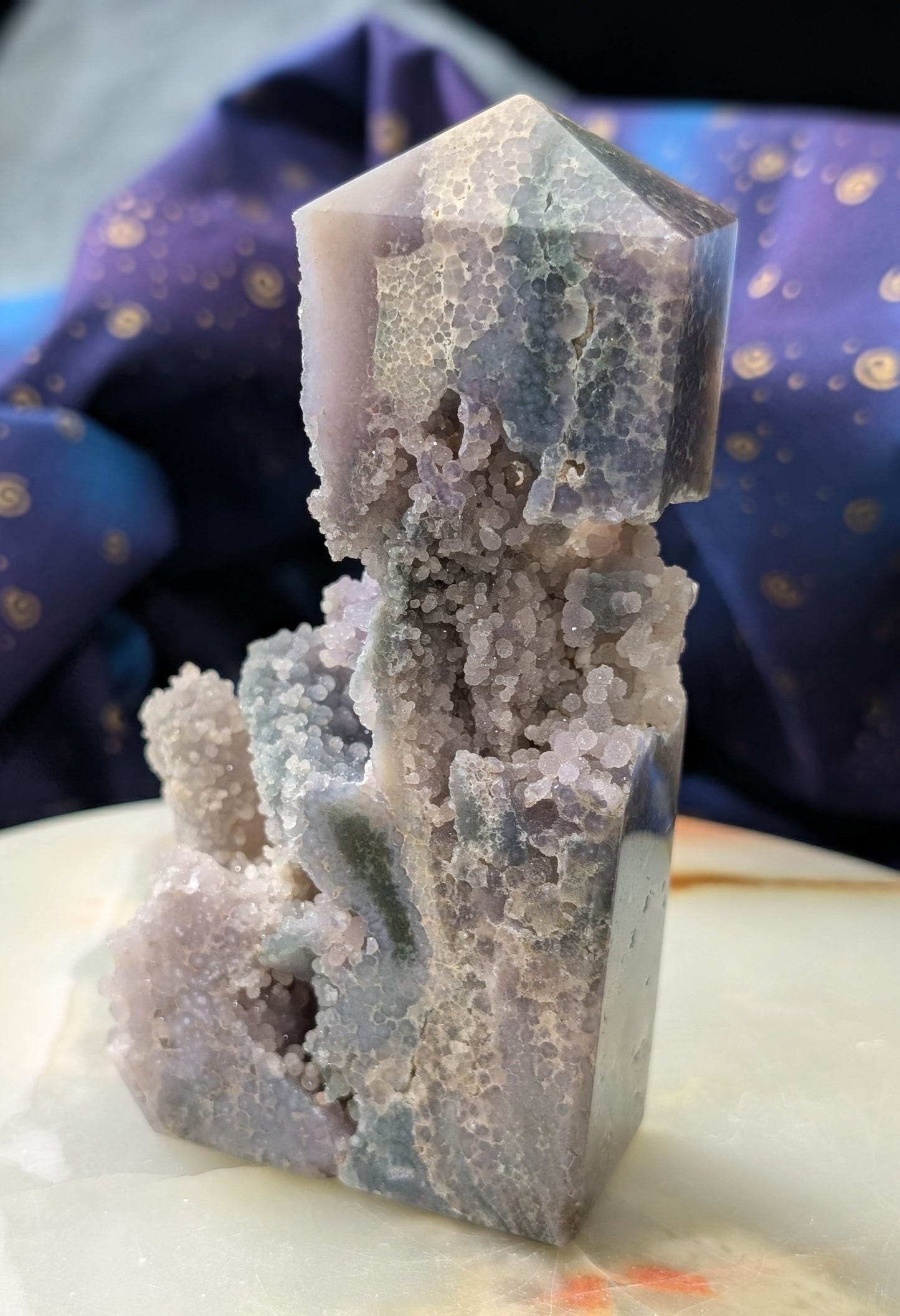 Sparkly Grape Agate Specimen Tower