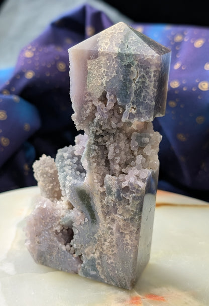 Sparkly Grape Agate Specimen Tower