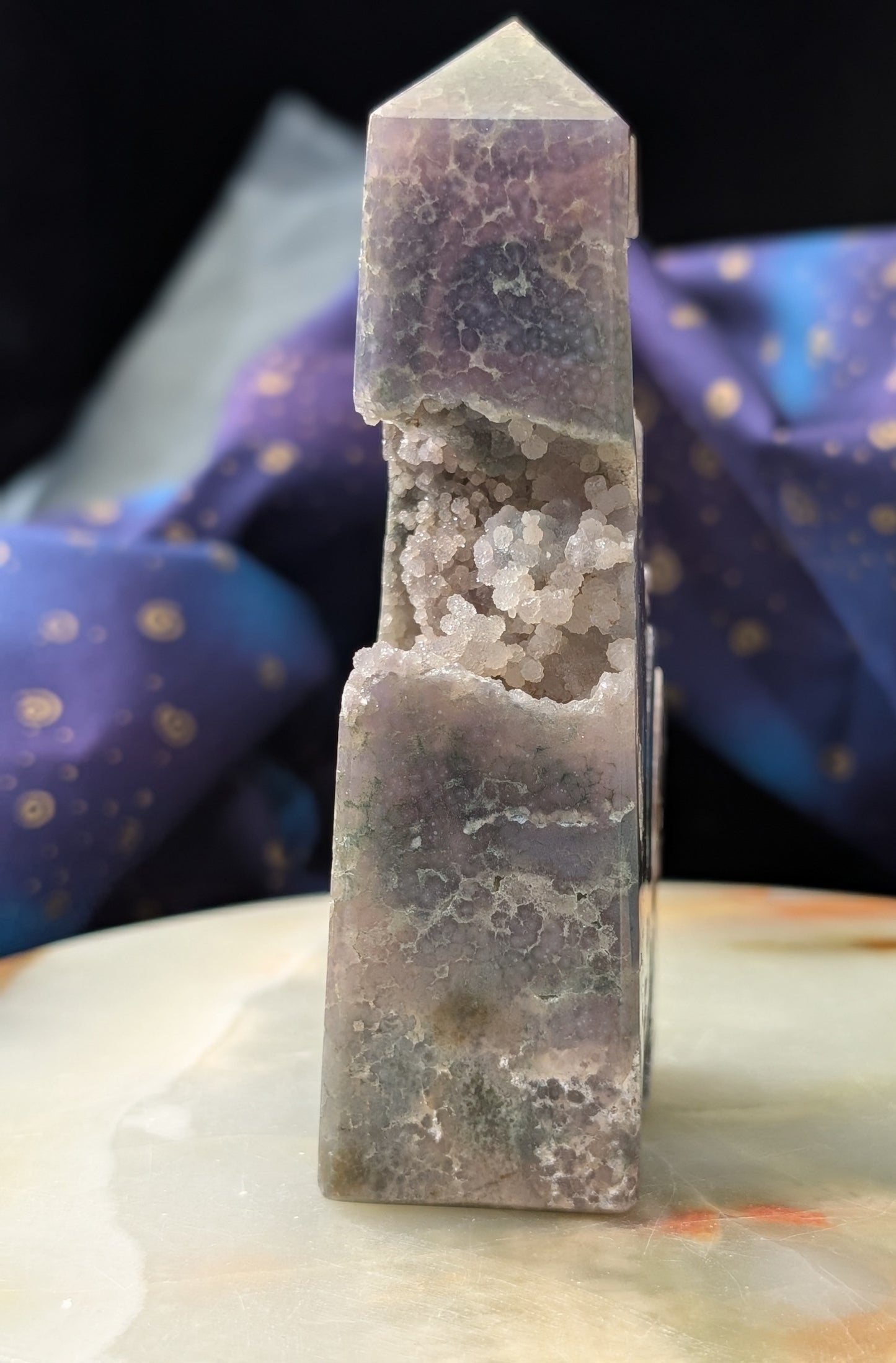 Sparkly Grape Agate Specimen Tower