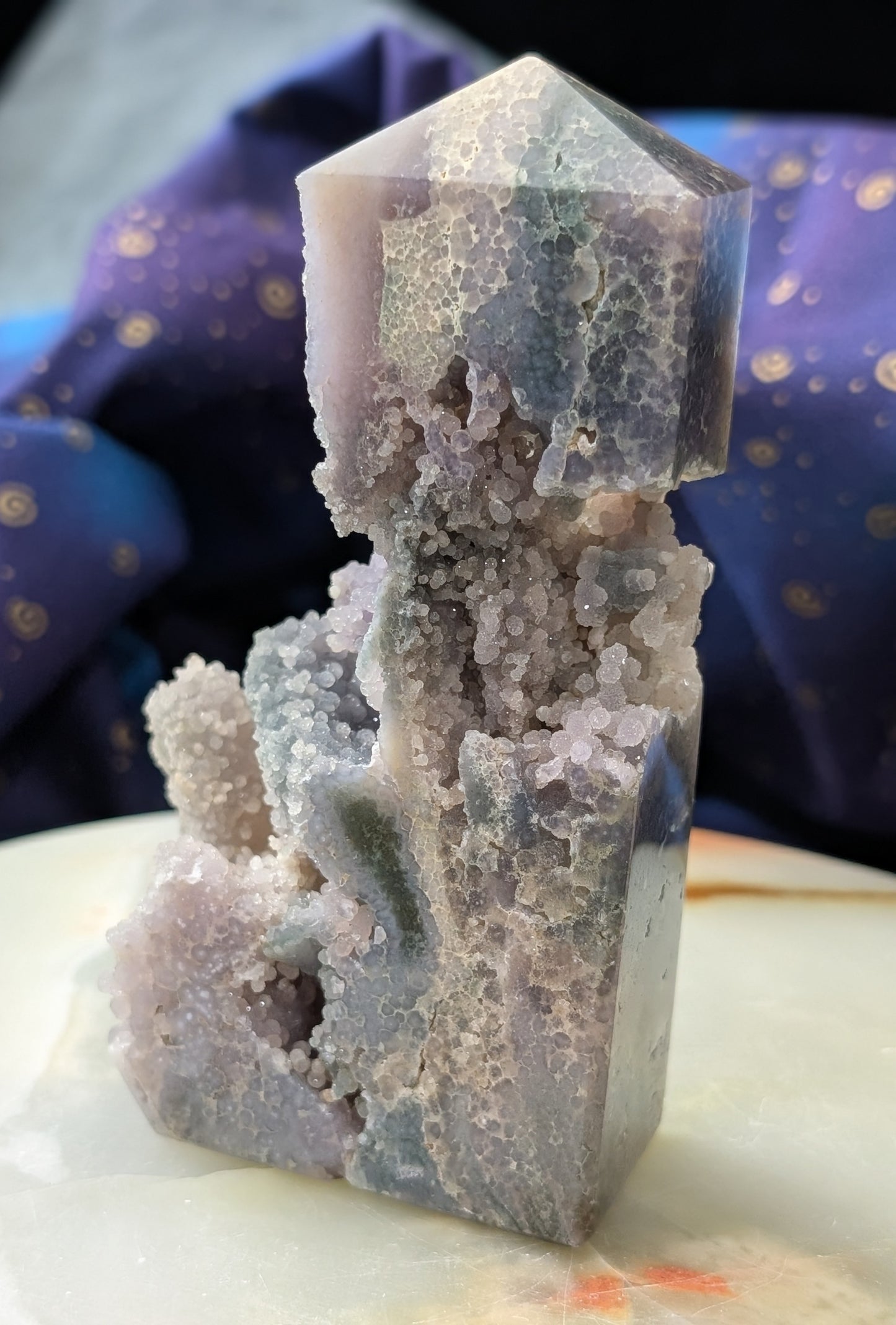 Sparkly Grape Agate Specimen Tower