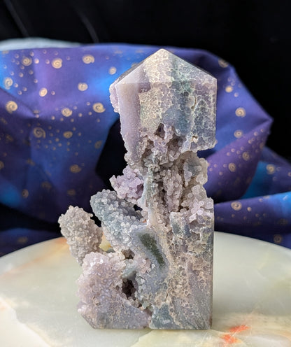 Sparkly Grape Agate Specimen Tower