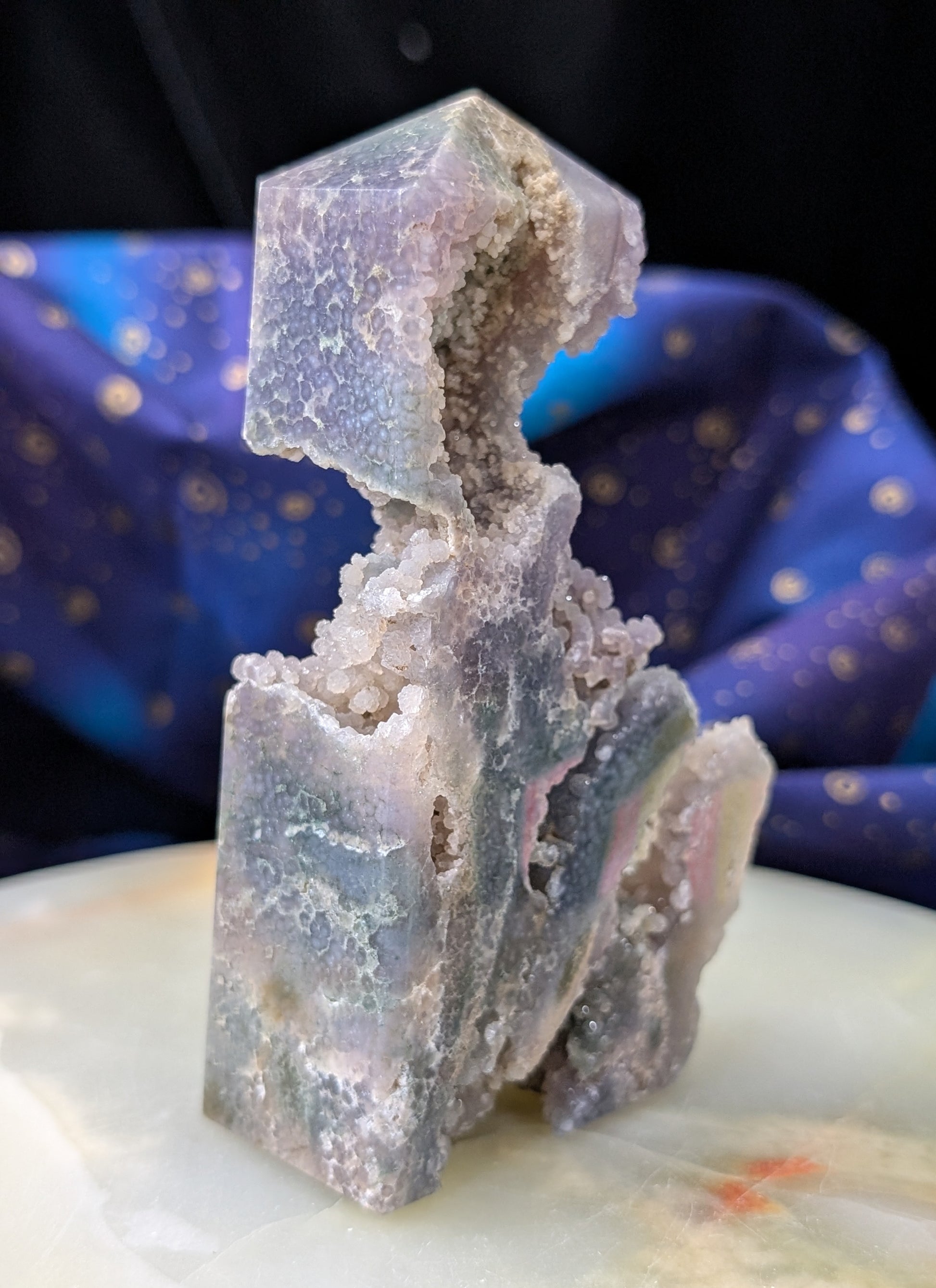 Sparkly Grape Agate Specimen Tower