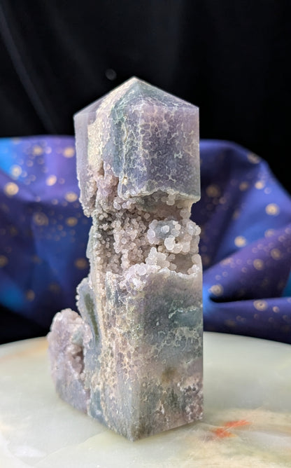 Sparkly Grape Agate Specimen Tower