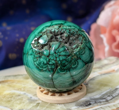 Spectacular Green Malachite Sphere