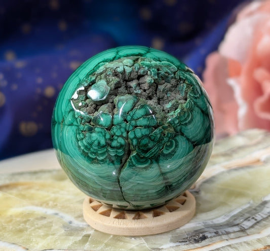 Spectacular Green Malachite Sphere