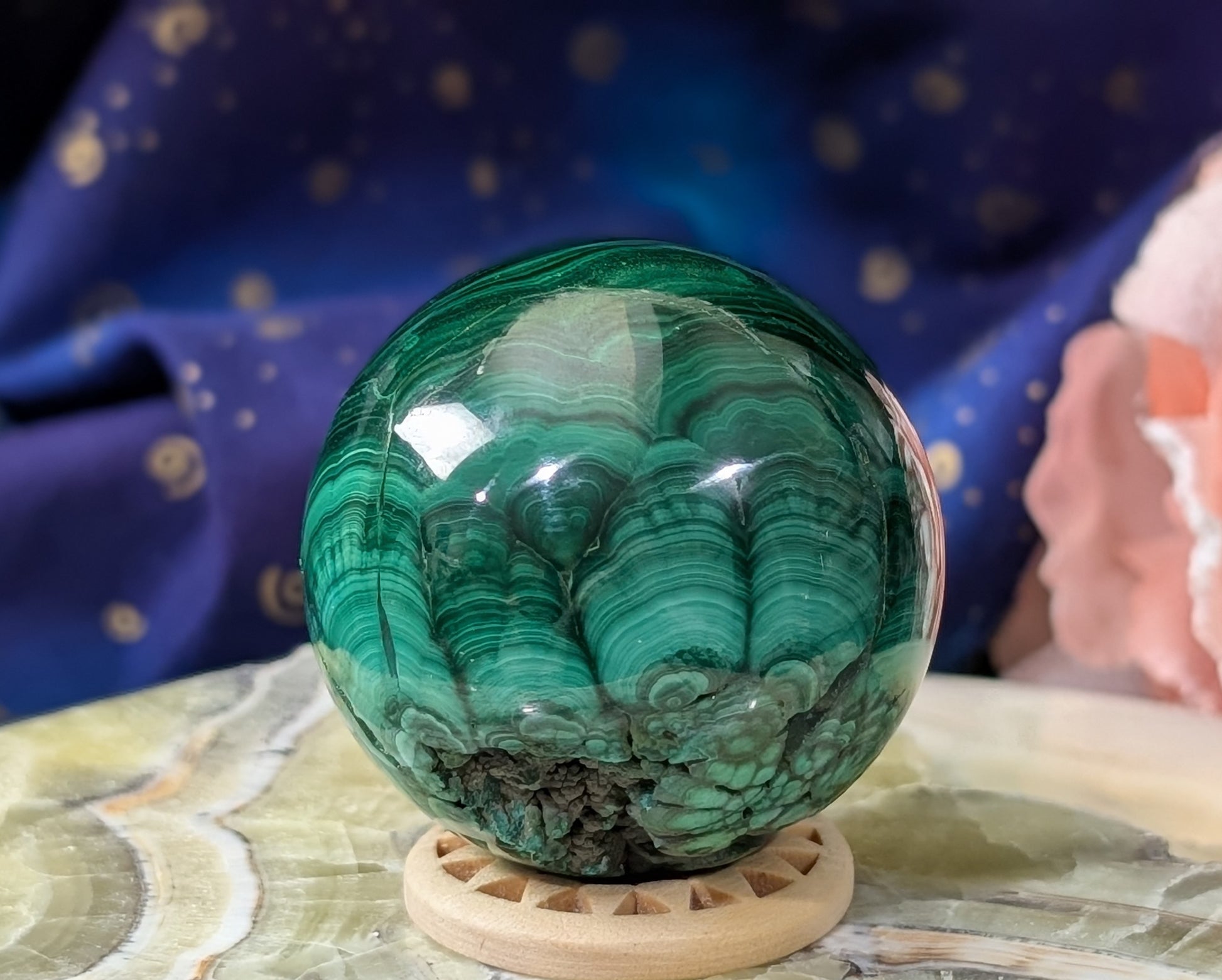 Spectacular Green Malachite Sphere