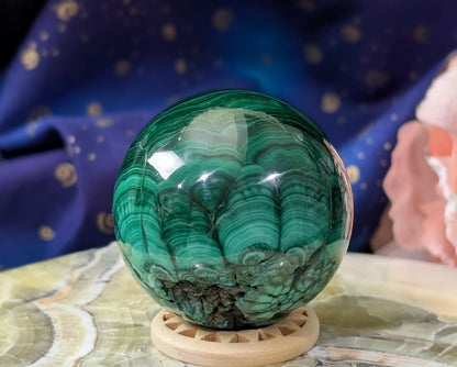 Spectacular Green Malachite Sphere
