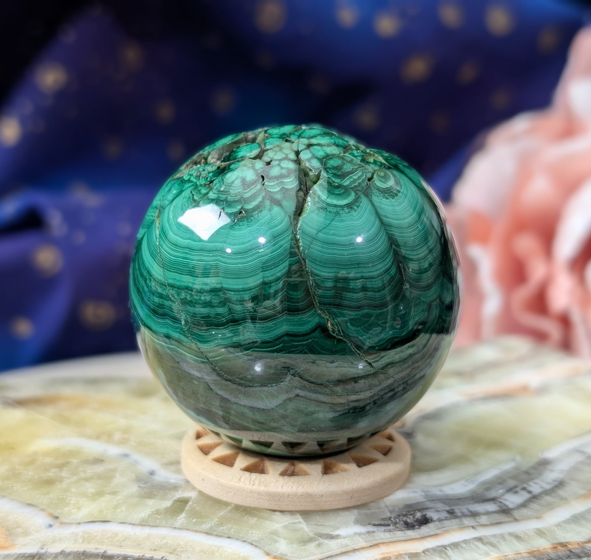 Spectacular Green Malachite Sphere