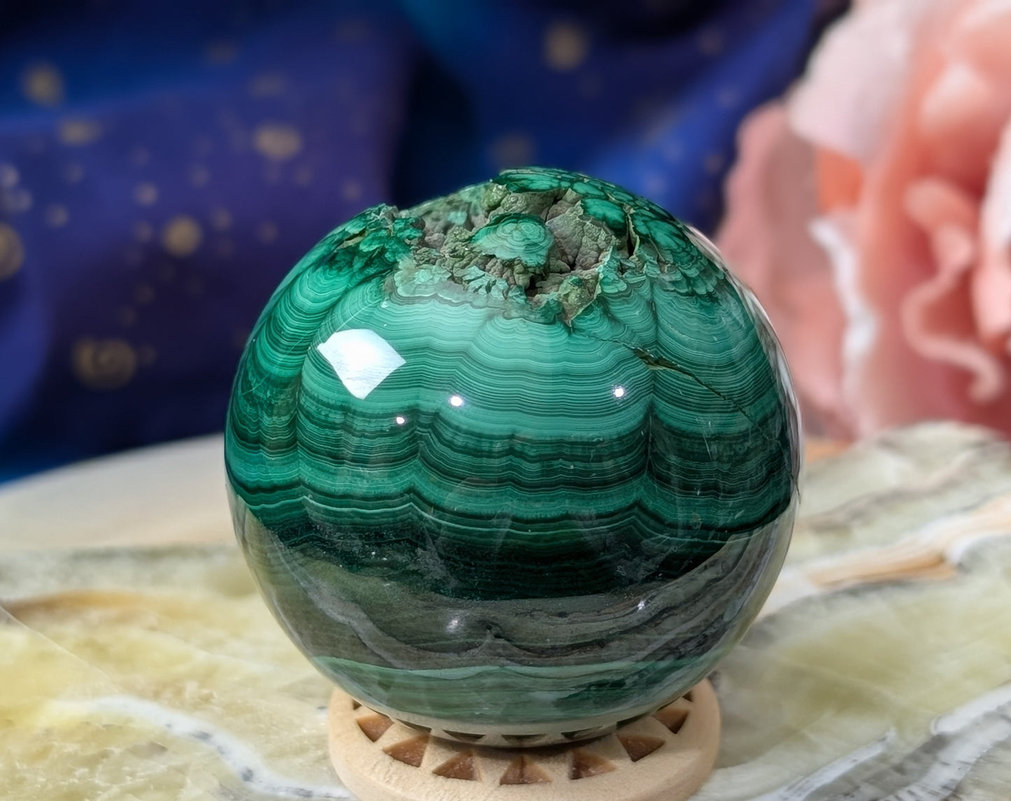 Spectacular Green Malachite Sphere