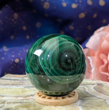 Spectacular Green Malachite Sphere